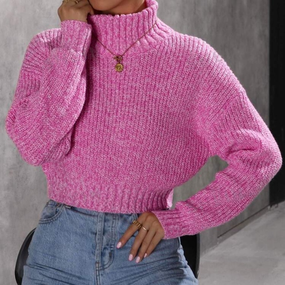 MOOSTA Marled High Neck Drop Shoulder Sweater